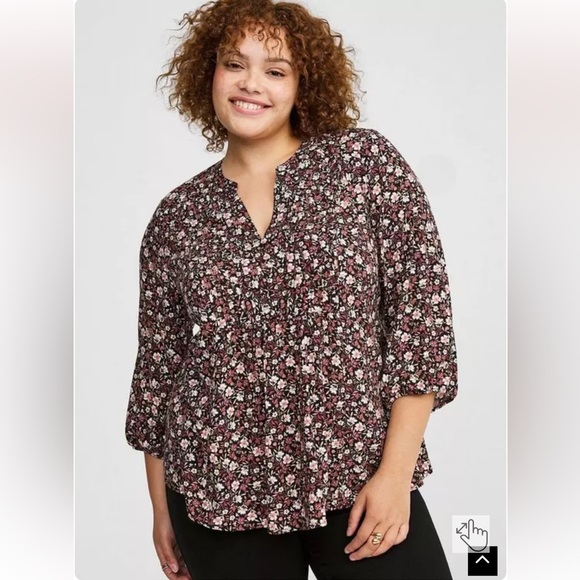 torrid Tops - Torrid Long Sleeve Pleated Blouse
